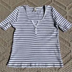 Pact Black and White Ribbed Fitted Top